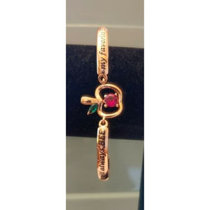 Hollp Teacher Apprication Bracelet copper cuff bangle apple charm